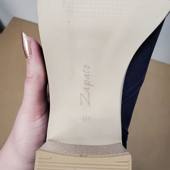 Navy Suede Block Heel Ankle Boot - Picture 12 of 16